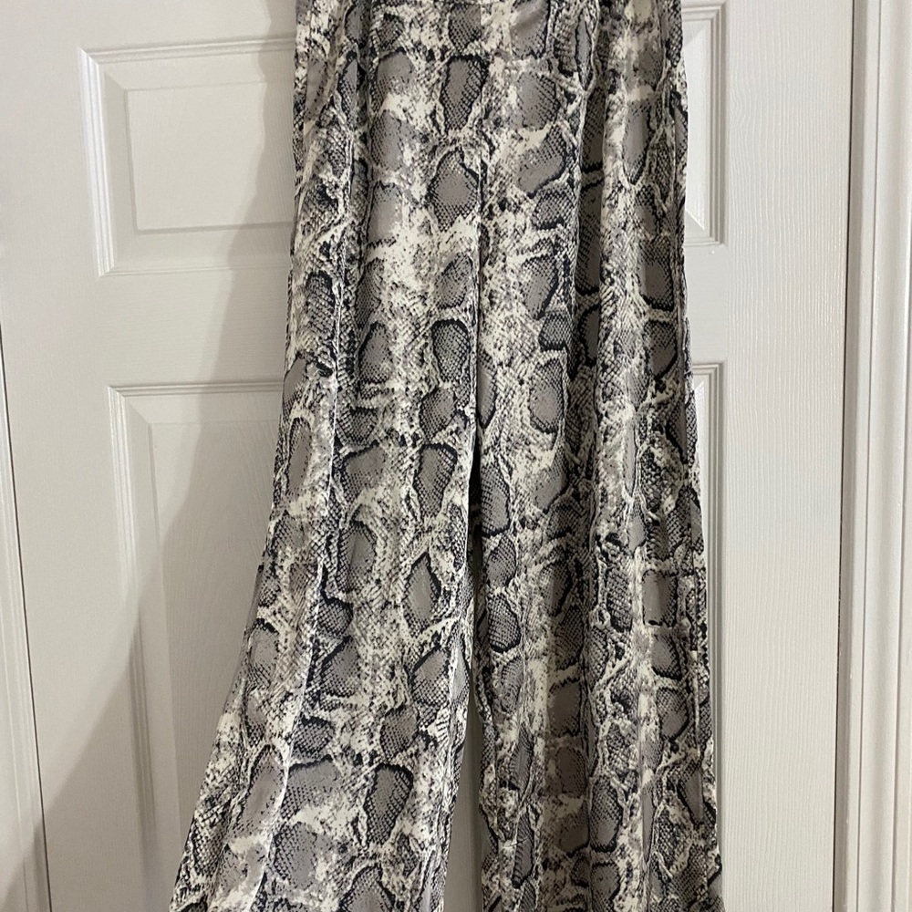 Snake skin silky wide leg pant
